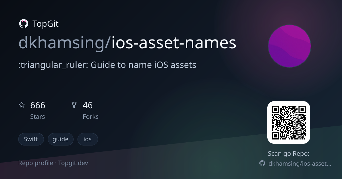 TopGit repo profile image for dkhamsing/ios-asset-names