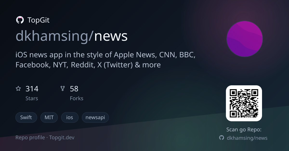 TopGit repo profile image for dkhamsing/news
