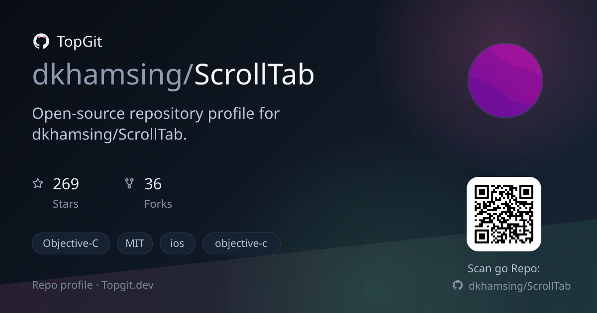 TopGit repo profile image for dkhamsing/ScrollTab