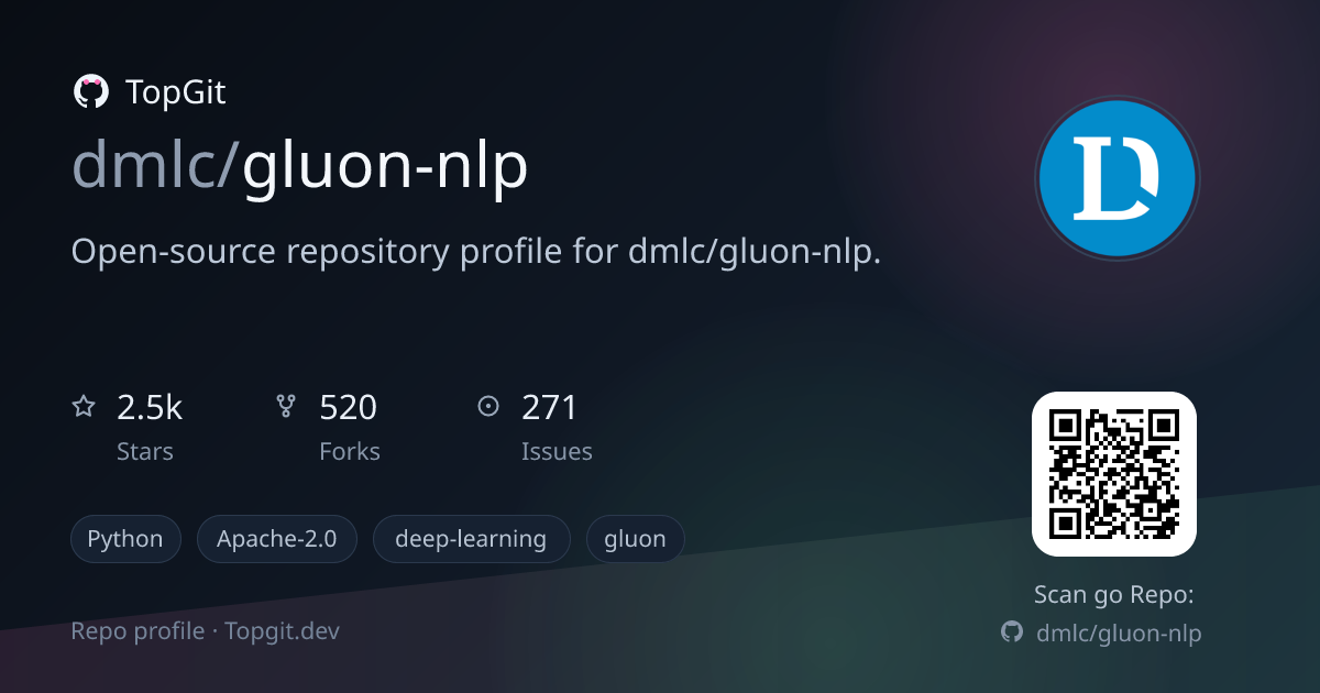 TopGit repo profile image for dmlc/gluon-nlp