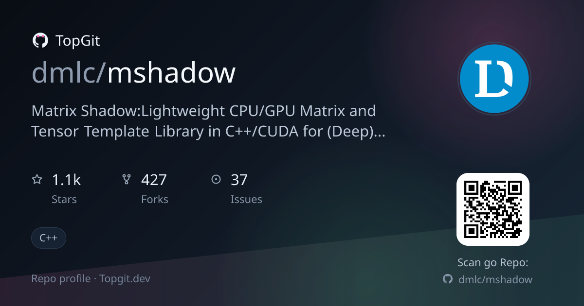 TopGit repo profile image for dmlc/mshadow