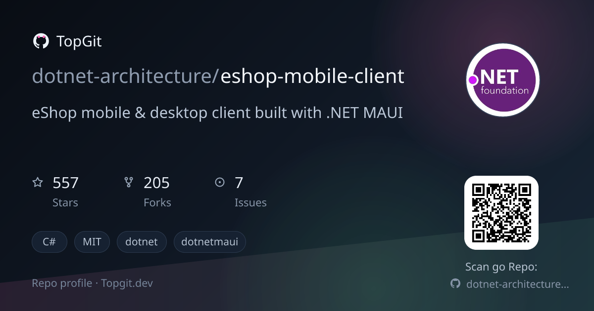 TopGit repo profile image for dotnet-architecture/eshop-mobile-client