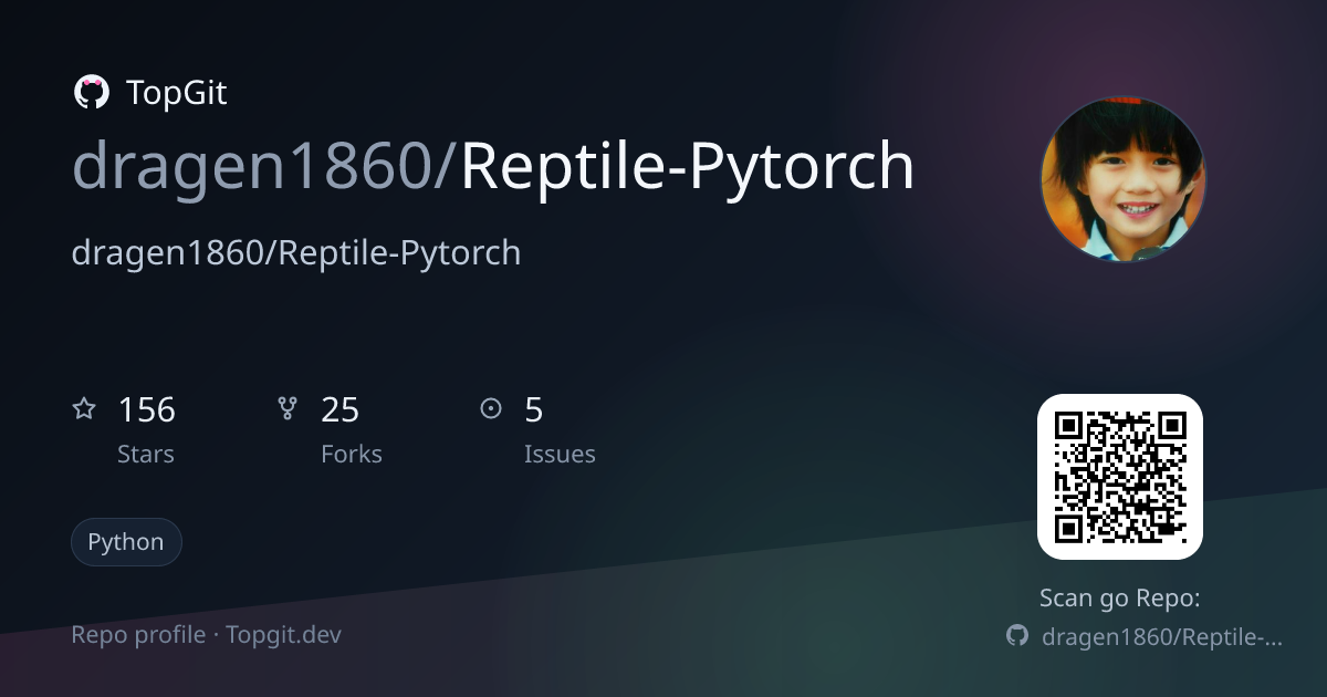 TopGit repo profile image for dragen1860/Reptile-Pytorch