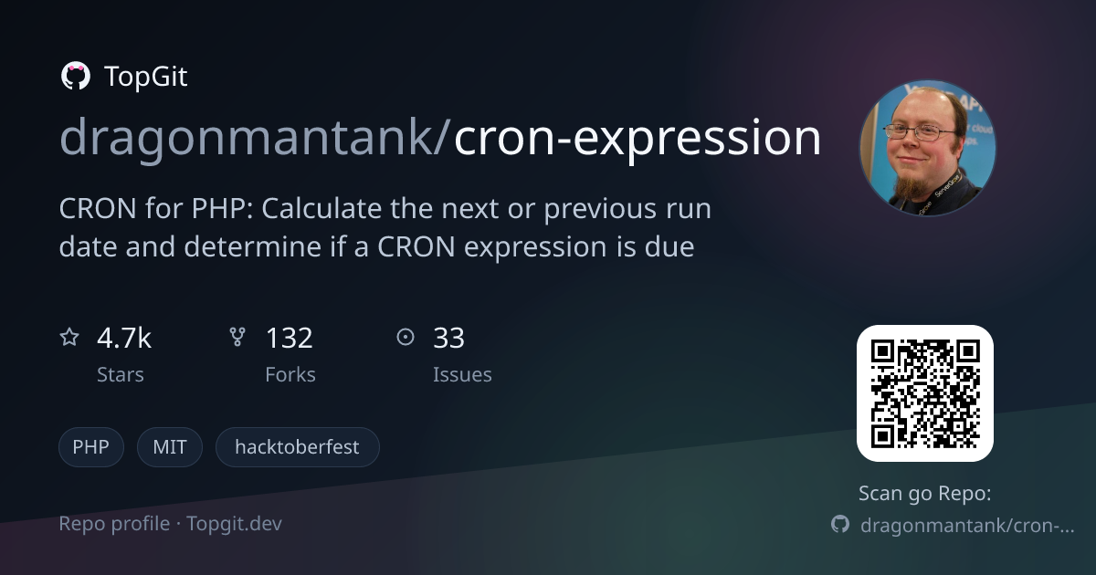 TopGit repo profile image for dragonmantank/cron-expression