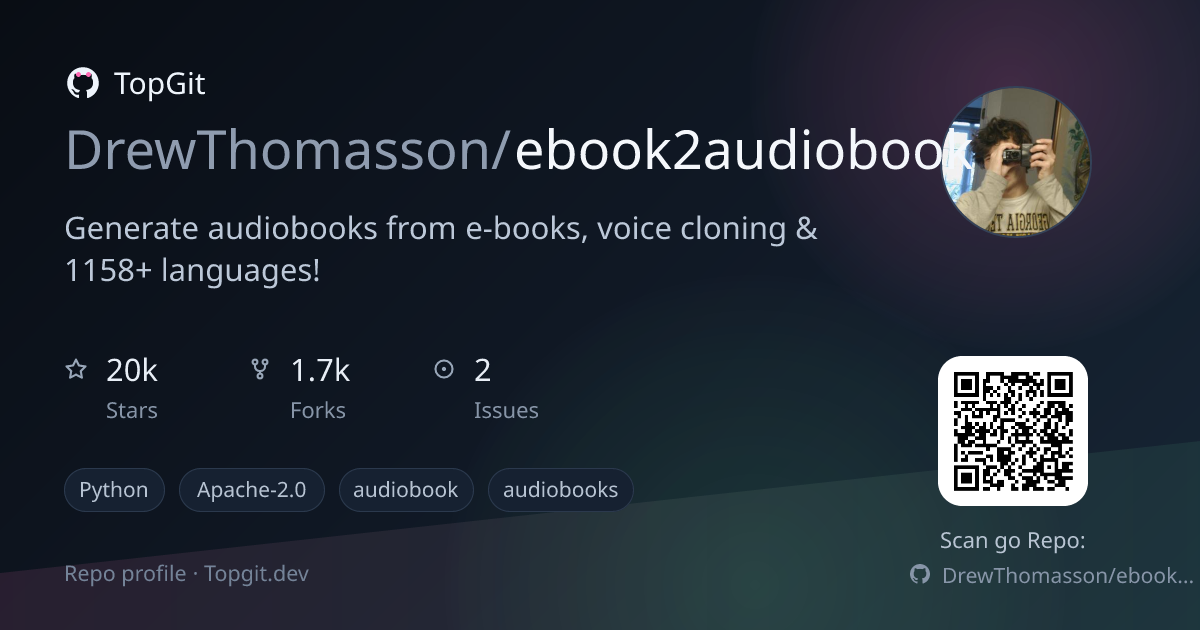TopGit repo profile image for DrewThomasson/ebook2audiobook