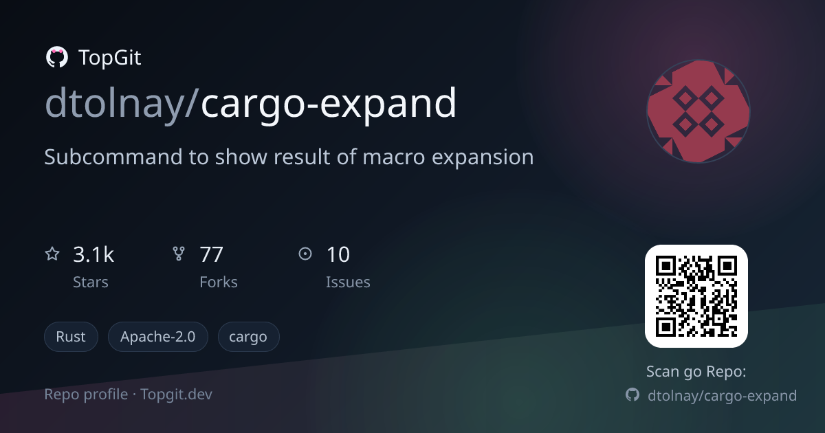 TopGit repo profile image for dtolnay/cargo-expand