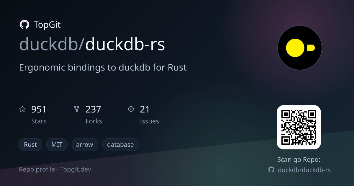 TopGit repo profile image for duckdb/duckdb-rs