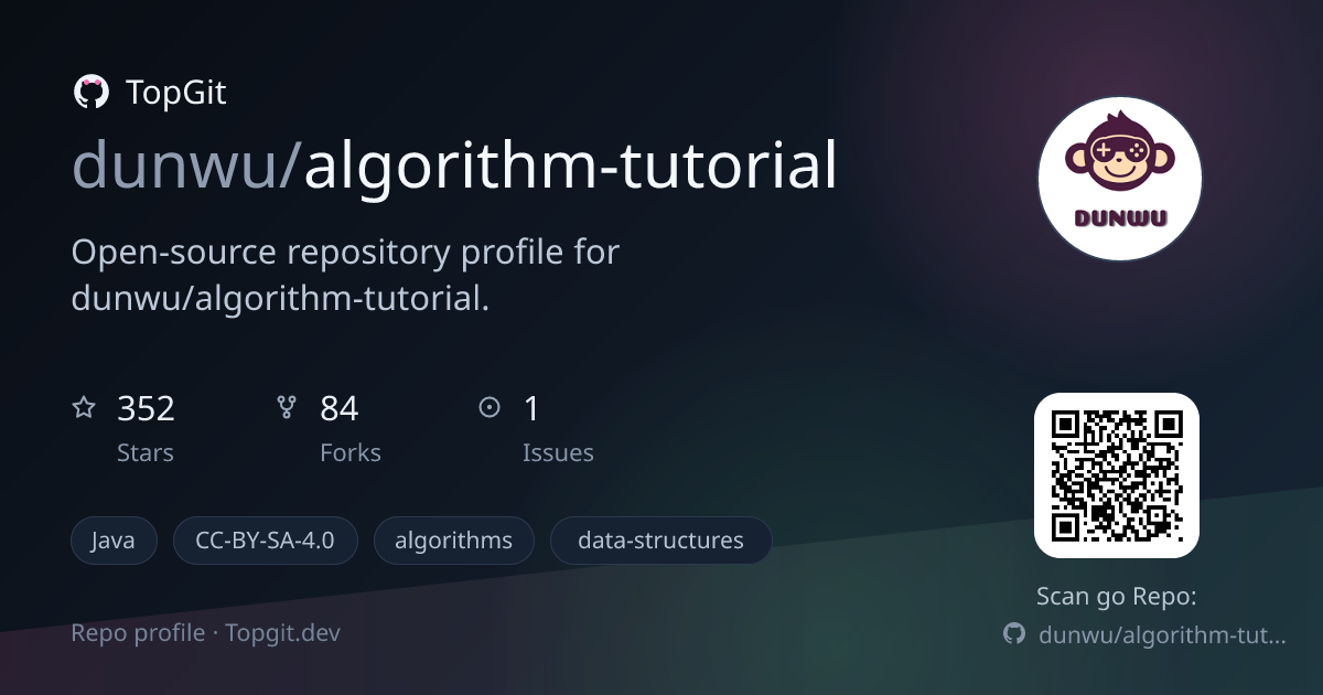 TopGit repo profile image for dunwu/algorithm-tutorial