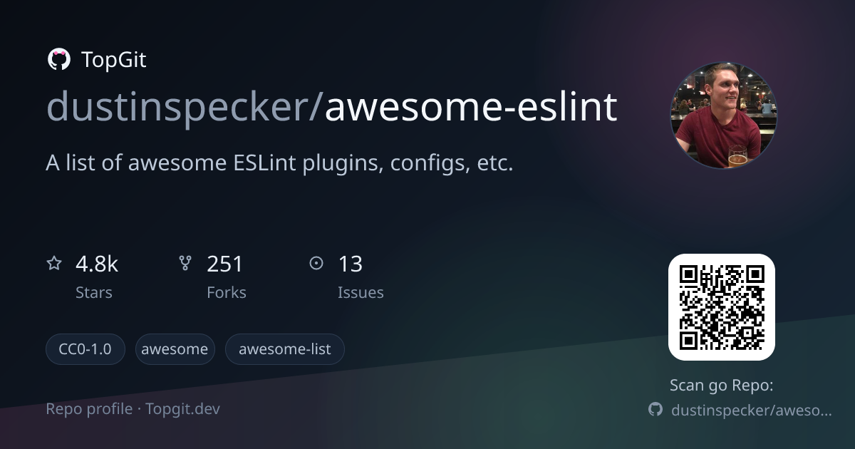 TopGit repo profile image for dustinspecker/awesome-eslint
