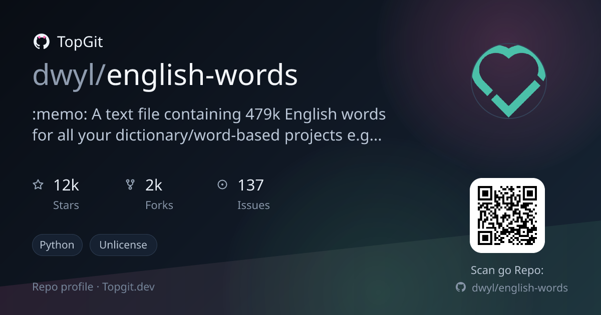 TopGit repo profile image for dwyl/english-words