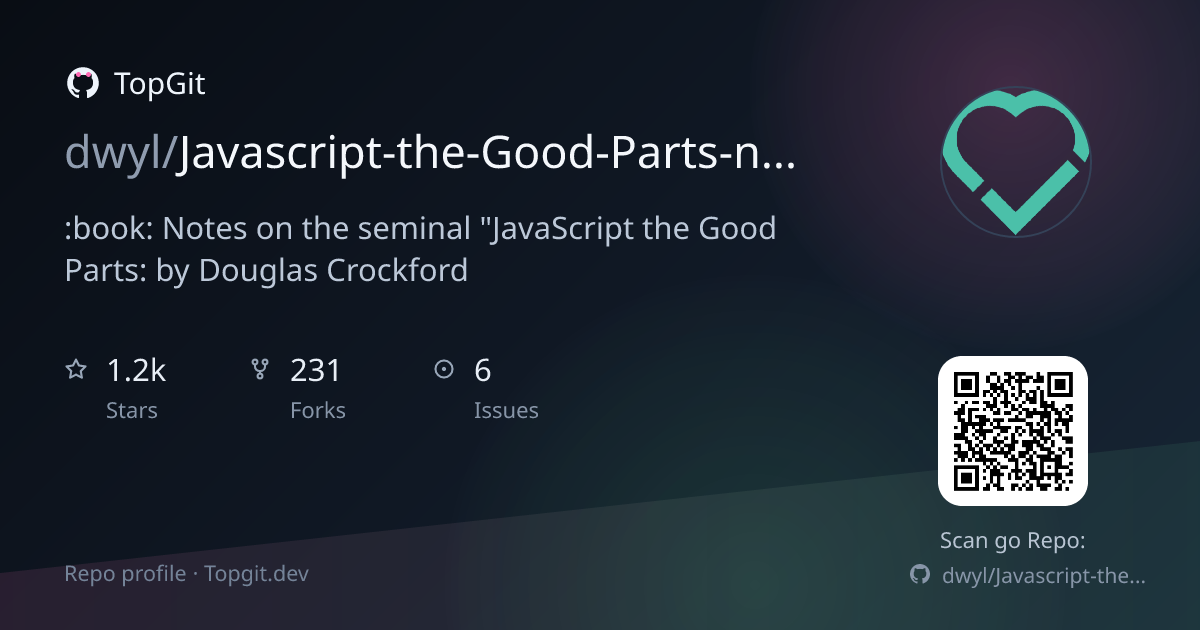TopGit repo profile image for dwyl/Javascript-the-Good-Parts-notes