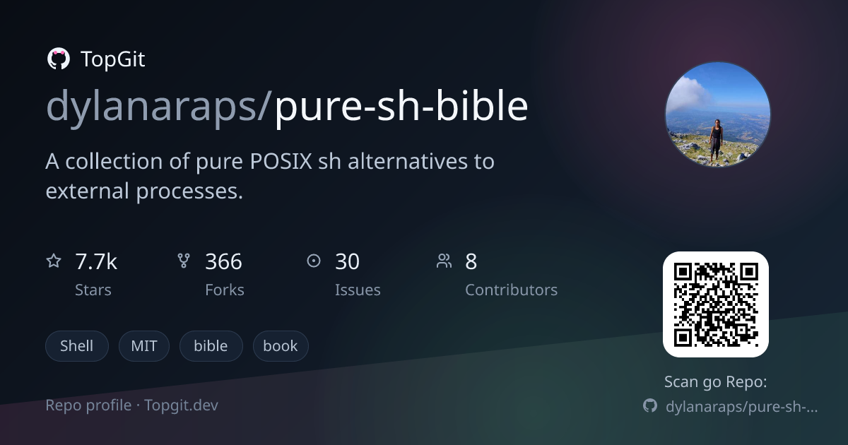 TopGit repo profile image for dylanaraps/pure-sh-bible