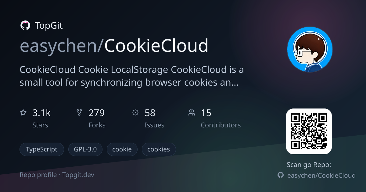 TopGit repo profile image for easychen/CookieCloud