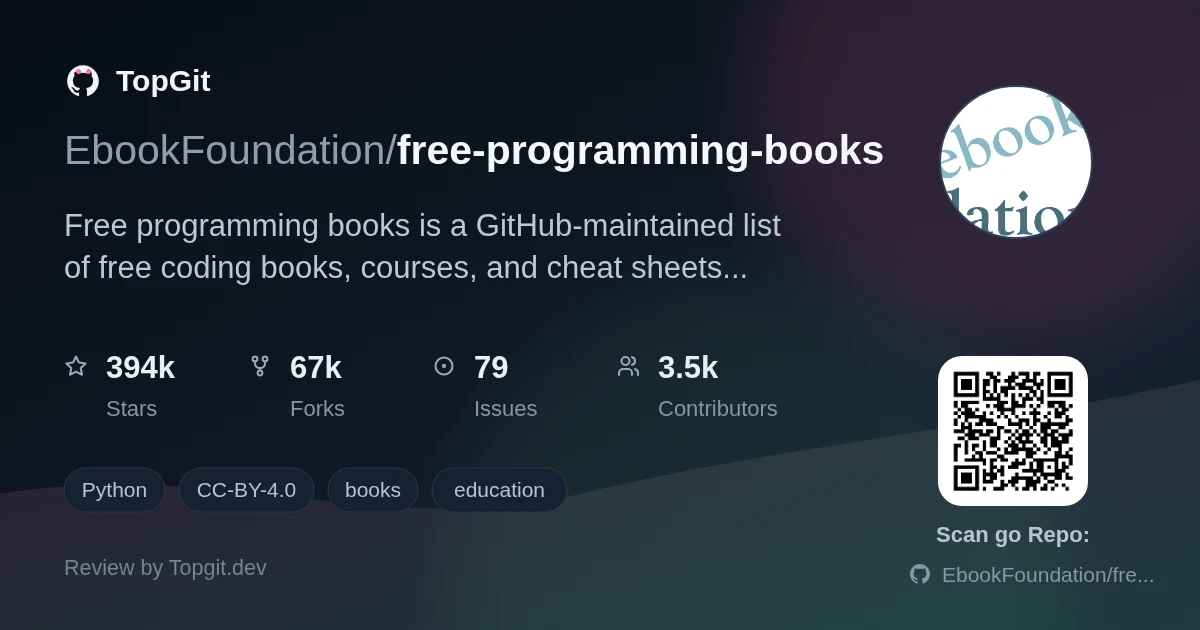 TopGit repo profile image for EbookFoundation/free-programming-books