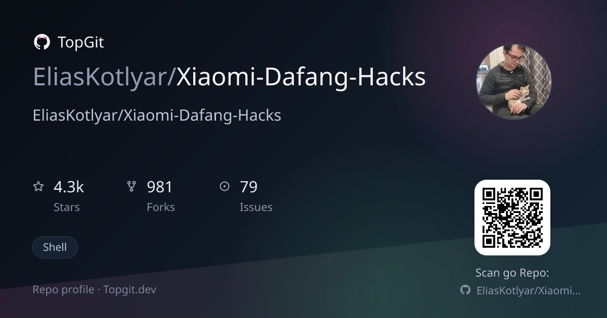 TopGit repo profile image for EliasKotlyar/Xiaomi-Dafang-Hacks