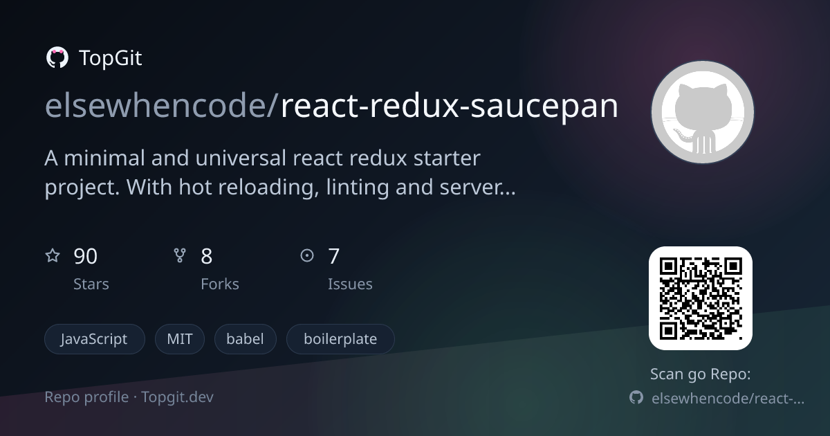 TopGit repo profile image for elsewhencode/react-redux-saucepan