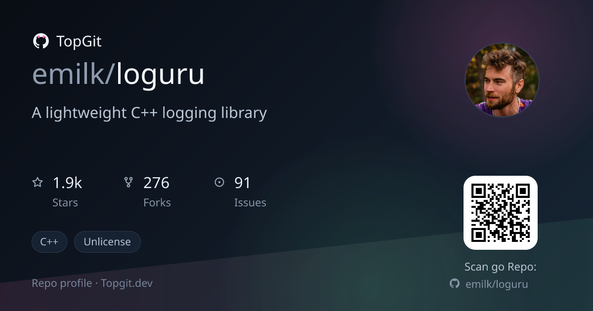 TopGit repo profile image for emilk/loguru