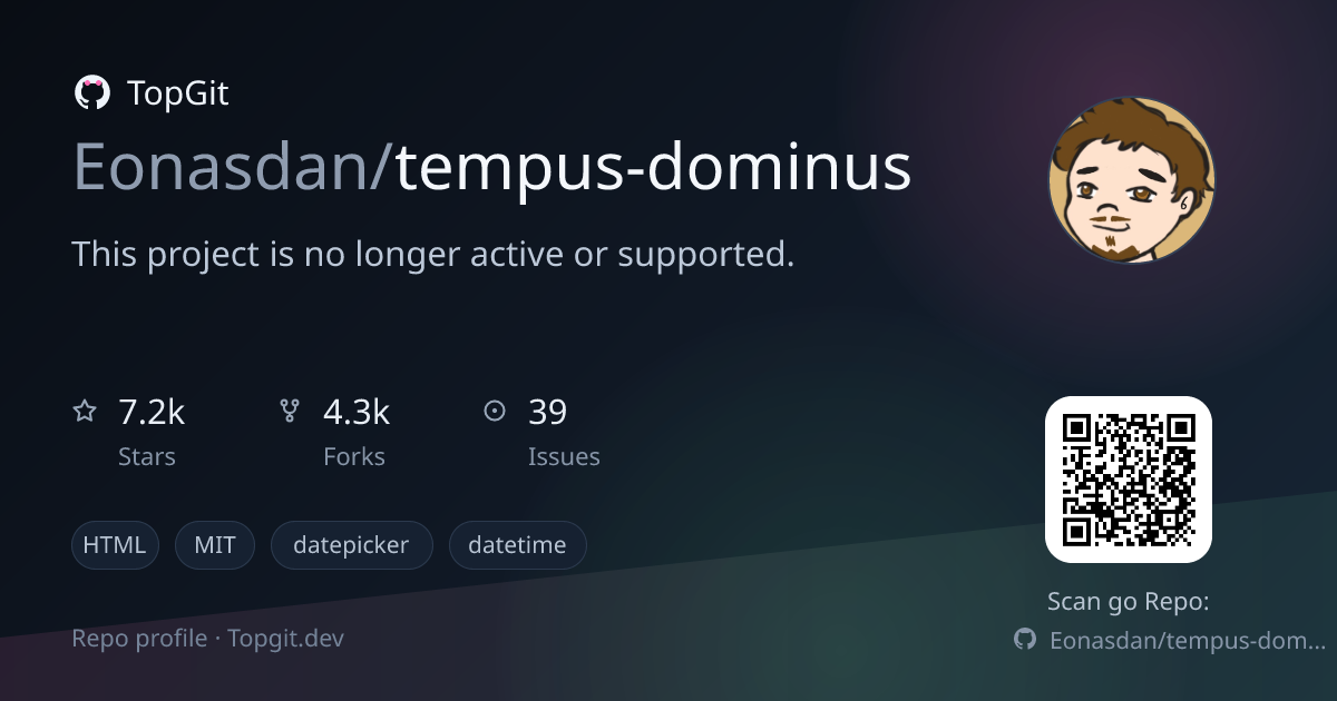 TopGit repo profile image for Eonasdan/tempus-dominus