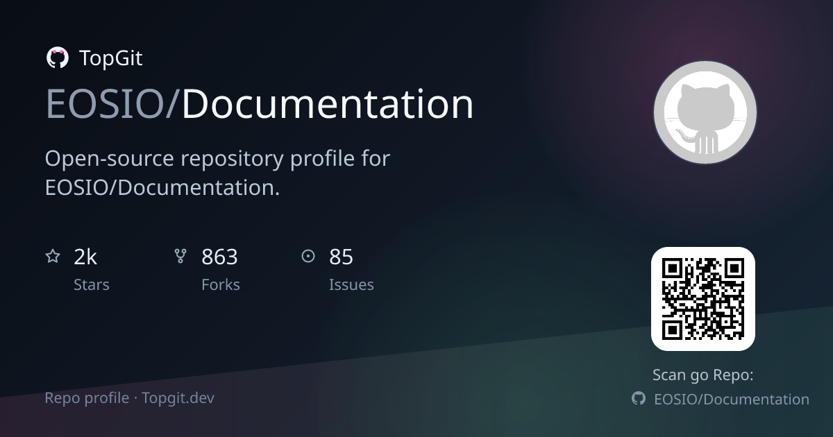 TopGit repo profile image for EOSIO/Documentation