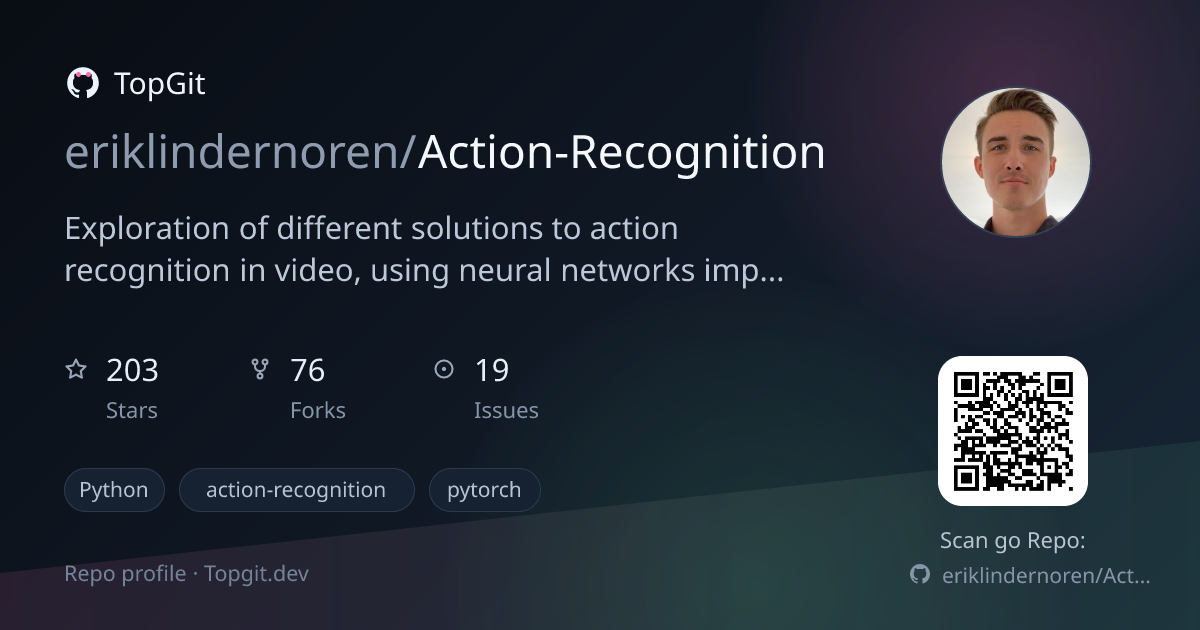 TopGit repo profile image for eriklindernoren/Action-Recognition