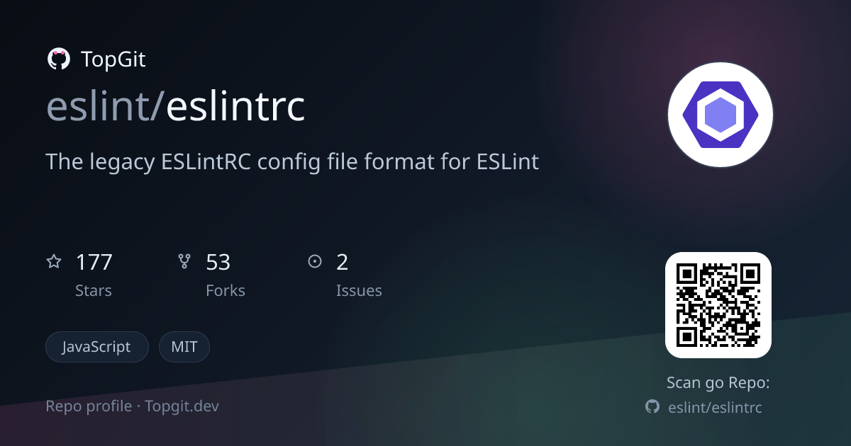 TopGit repo profile image for eslint/eslintrc