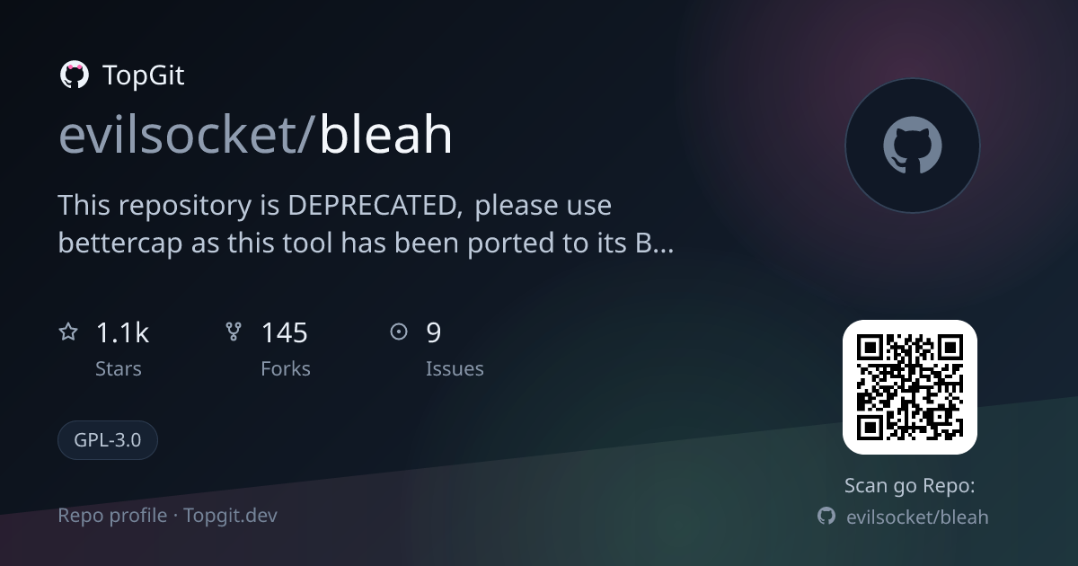 TopGit repo profile image for evilsocket/bleah