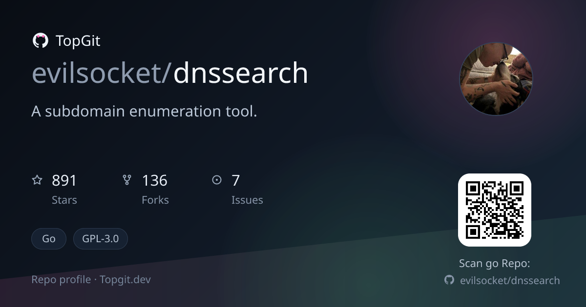 TopGit repo profile image for evilsocket/dnssearch