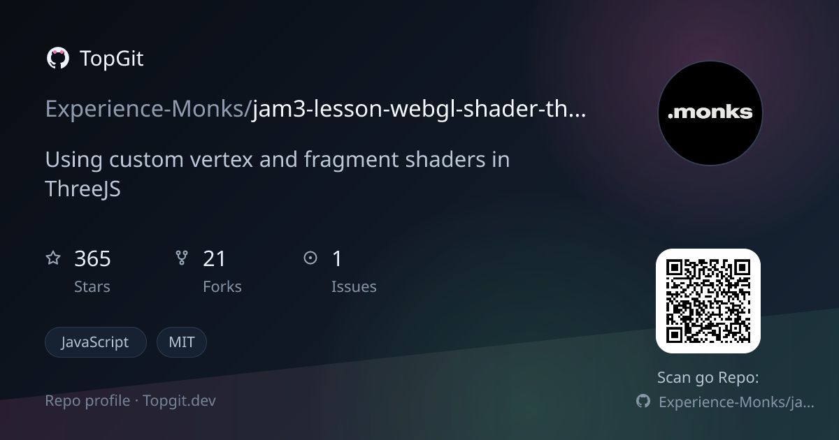 TopGit repo profile image for Experience-Monks/jam3-lesson-webgl-shader-threejs