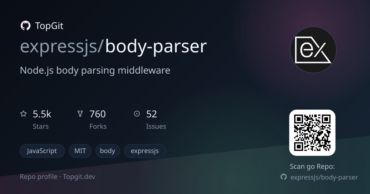 TopGit repo profile image for expressjs/body-parser