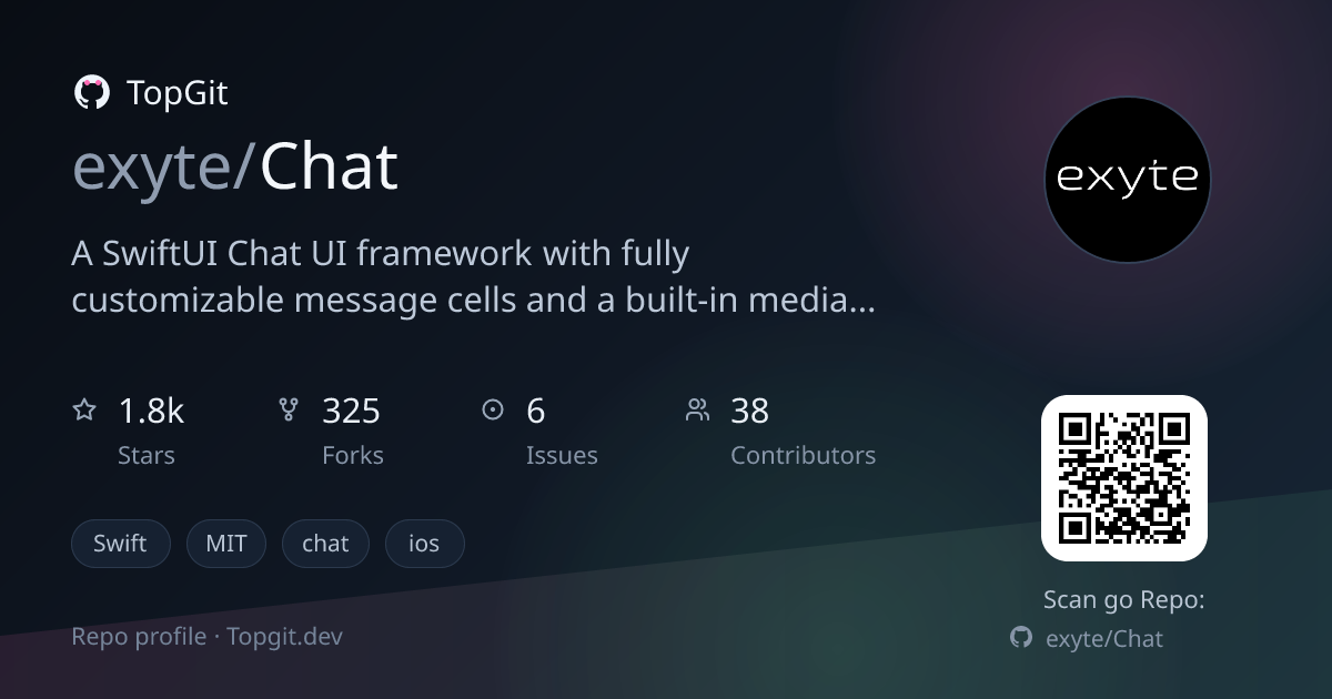 TopGit repo profile image for exyte/Chat
