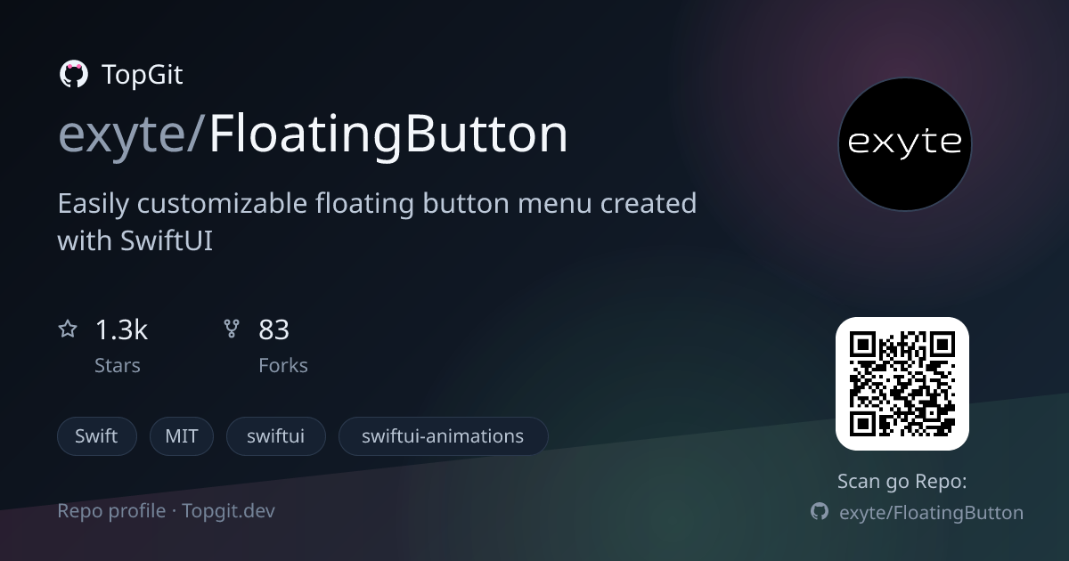 TopGit repo profile image for exyte/FloatingButton