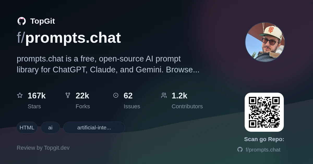 TopGit repo profile image for f/prompts.chat