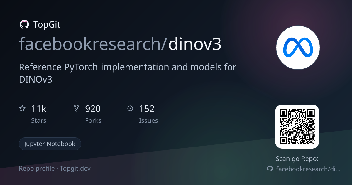 TopGit repo profile image for facebookresearch/dinov3