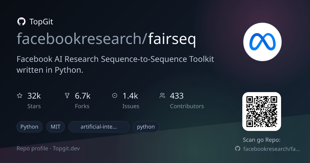 TopGit repo profile image for facebookresearch/fairseq