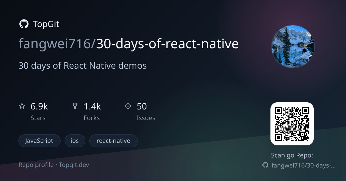 TopGit repo profile image for fangwei716/30-days-of-react-native