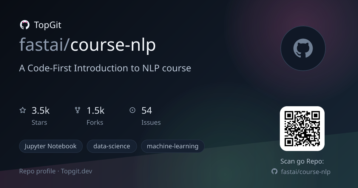 TopGit repo profile image for fastai/course-nlp