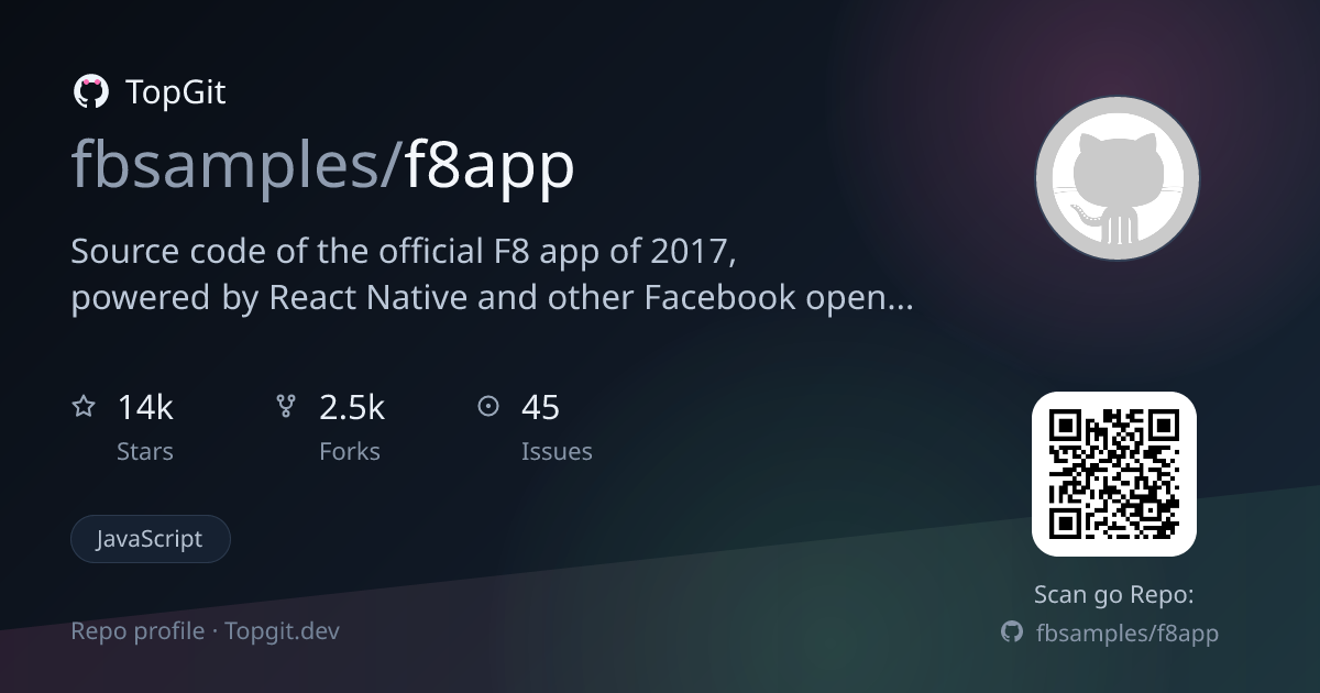 TopGit repo profile image for fbsamples/f8app