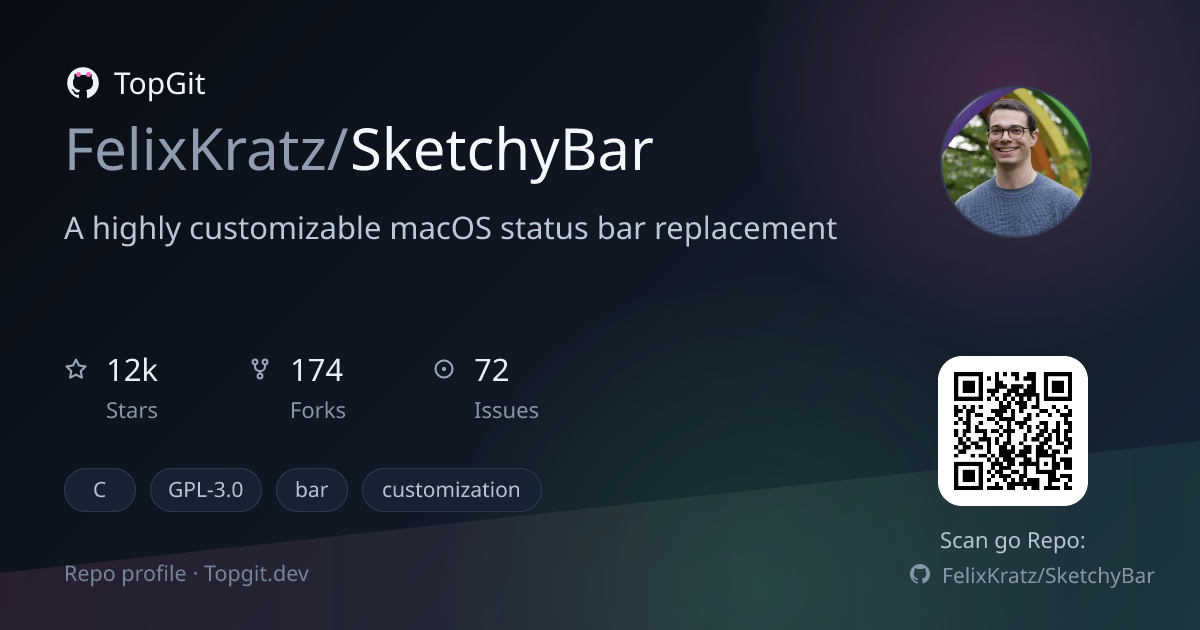 TopGit repo profile image for FelixKratz/SketchyBar