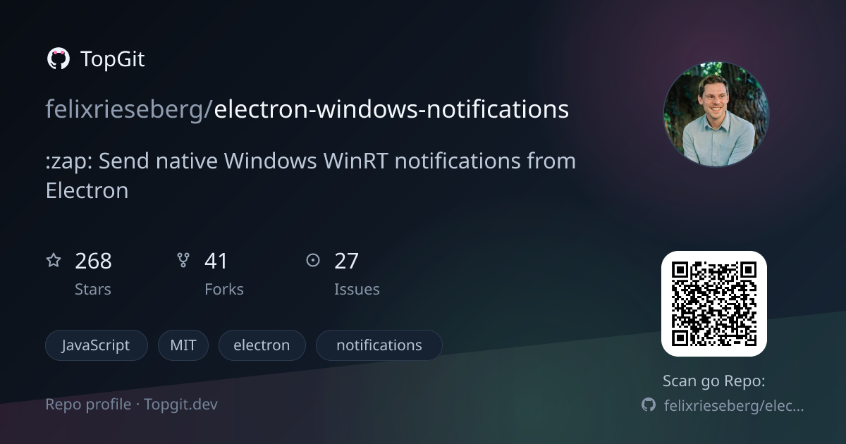 TopGit repo profile image for felixrieseberg/electron-windows-notifications