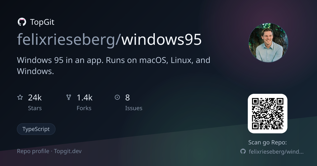 TopGit repo profile image for felixrieseberg/windows95