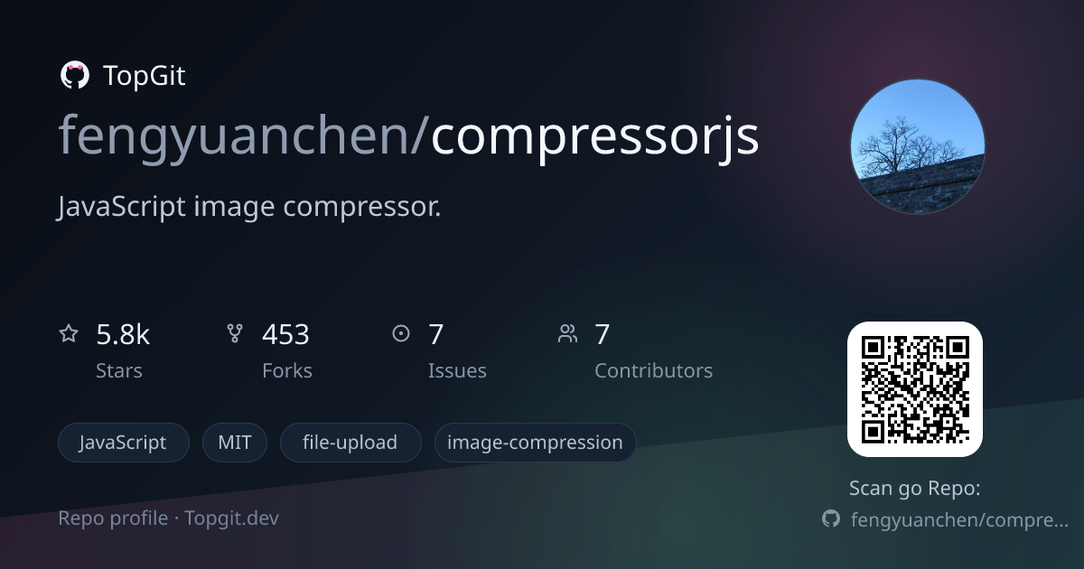 TopGit repo profile image for fengyuanchen/compressorjs