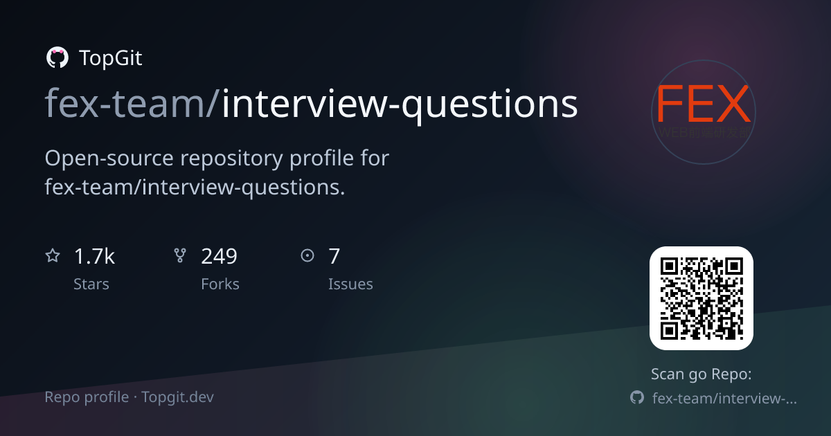 TopGit repo profile image for fex-team/interview-questions