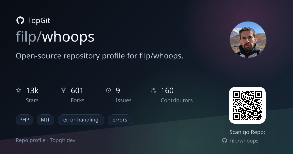 TopGit repo profile image for filp/whoops