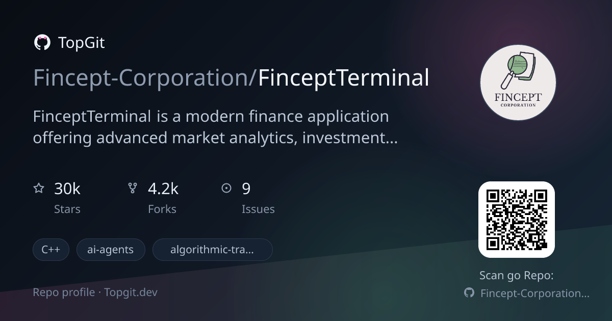TopGit repo profile image for Fincept-Corporation/FinceptTerminal