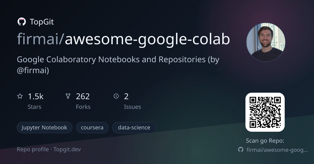 TopGit repo profile image for firmai/awesome-google-colab