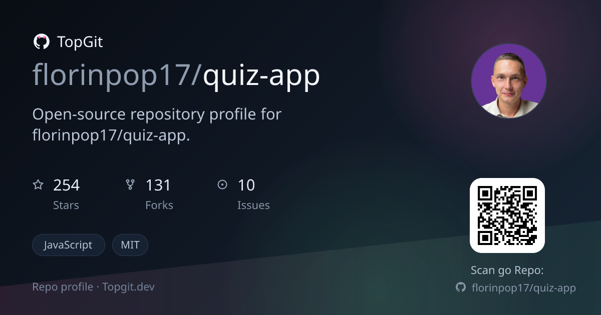 TopGit repo profile image for florinpop17/quiz-app