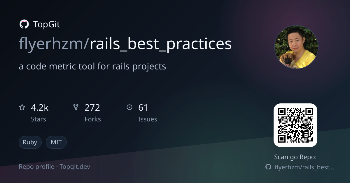 TopGit repo profile image for flyerhzm/rails_best_practices