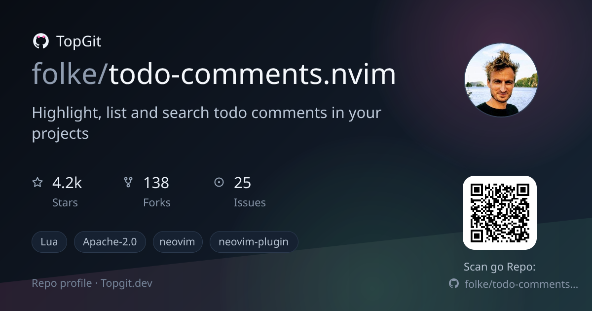 TopGit repo profile image for folke/todo-comments.nvim