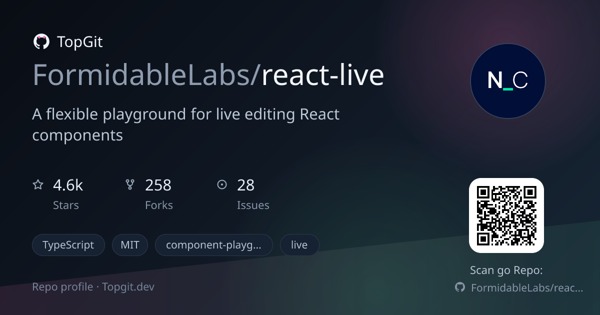 TopGit repo profile image for FormidableLabs/react-live