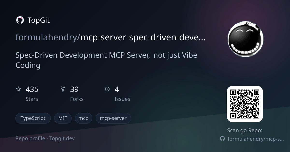 TopGit repo profile image for formulahendry/mcp-server-spec-driven-development